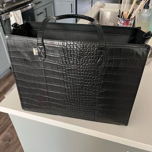 BEIS Black Crocodile-Embossed Tote Bag